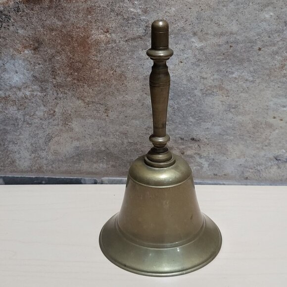Vintage Solid Brass Hand Bell Dinner School Church Bell - Picture 1 of 9
